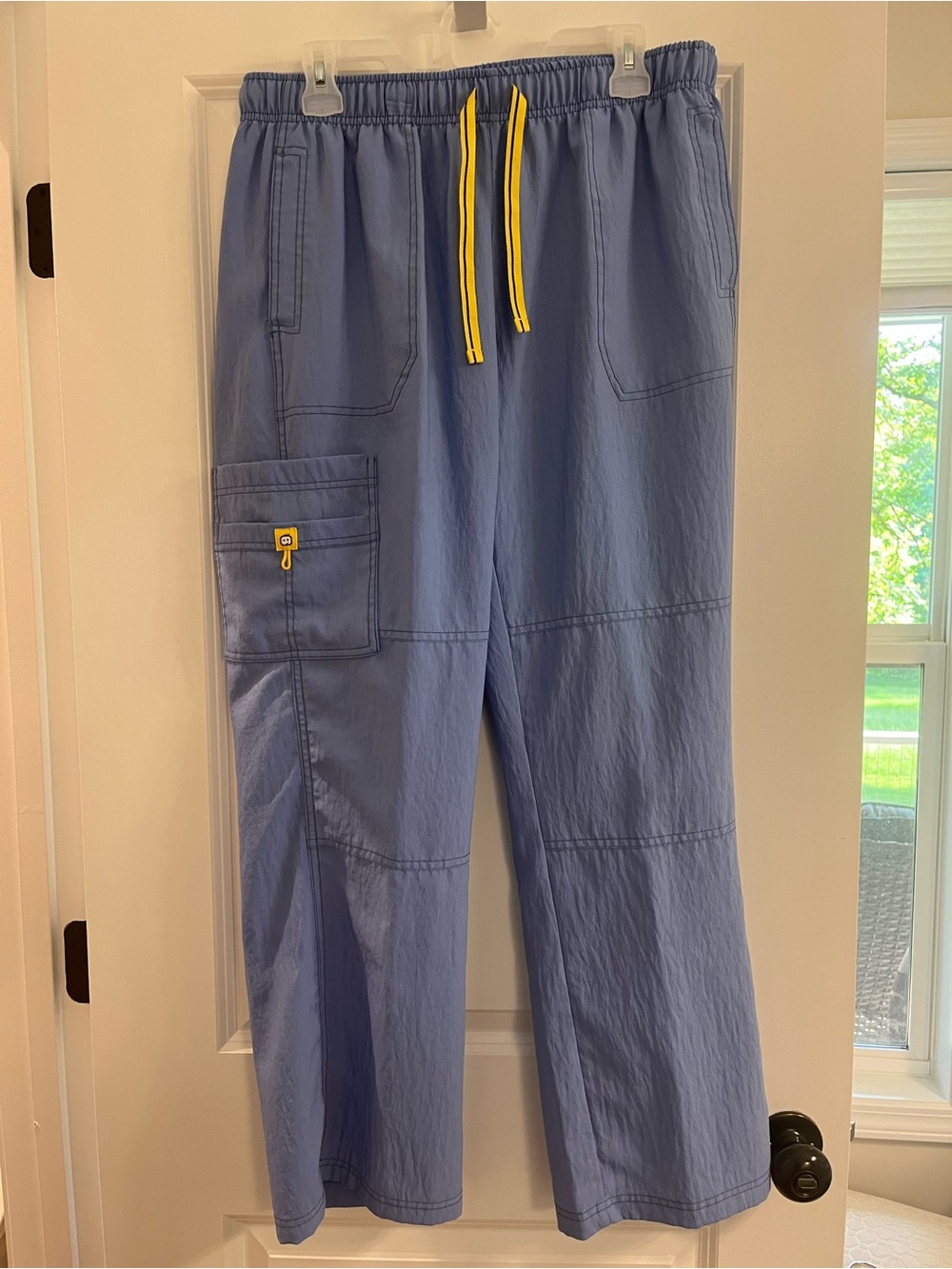 WonderWink Ceil Blue Scrub Pants with Yellow Drawstring size XL